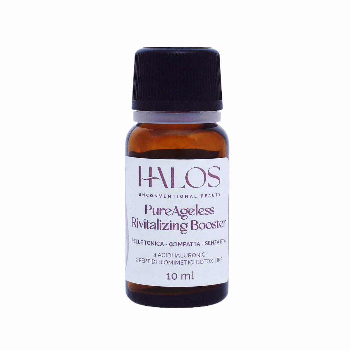 Vista frontale del flacone PureAgeless Revitalizing Booster Halos da 10 ml