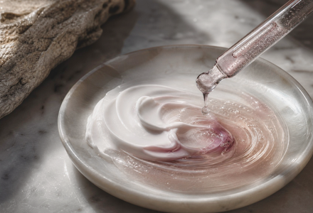 Booster in gocce miscelato a una crema Halos