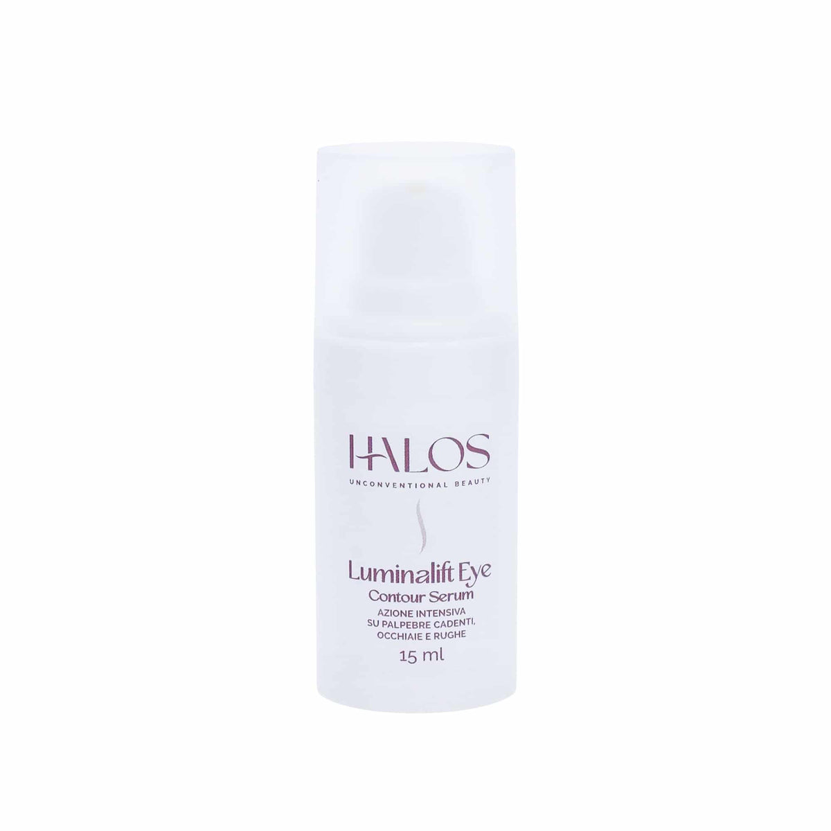Vista frontale del flacone airless Luminalift Eye Contour Serum Halos da 15 ml